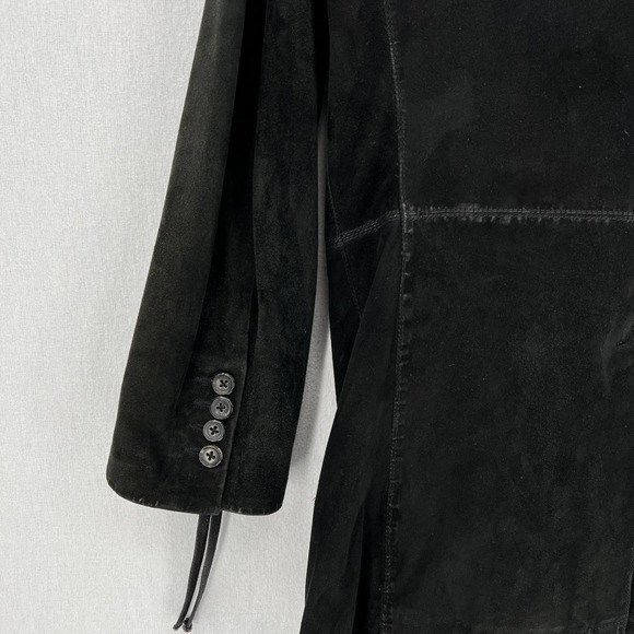 JOHN VARVATOS Jacket Mens Adult 50 Black Goat Suede Coat Button Up Slim Fit - Picture 12 of 16